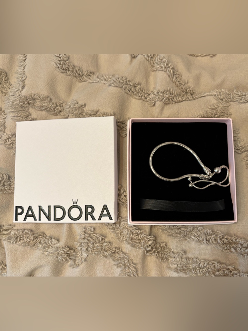 Pandora Silver Snake Chain Bracelet with Sliding Clasp